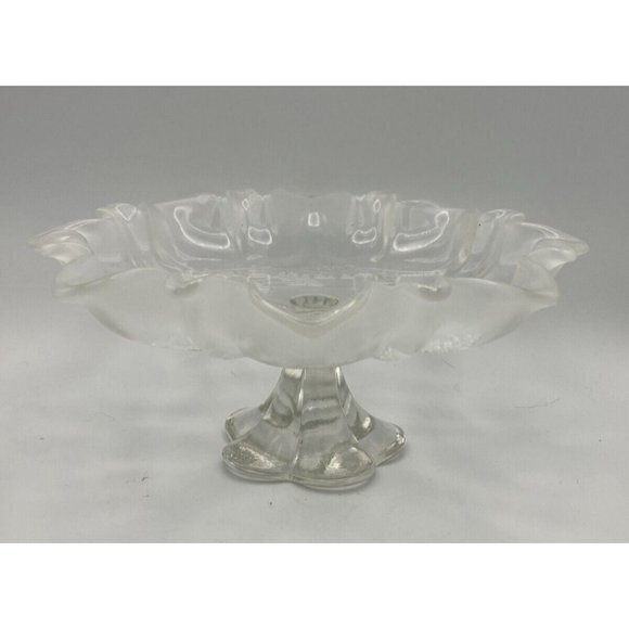 Mikasa Christmas Story Frosted Edge Footed Clear Crystal Candy Dish Bowl - Picture 1 of 3